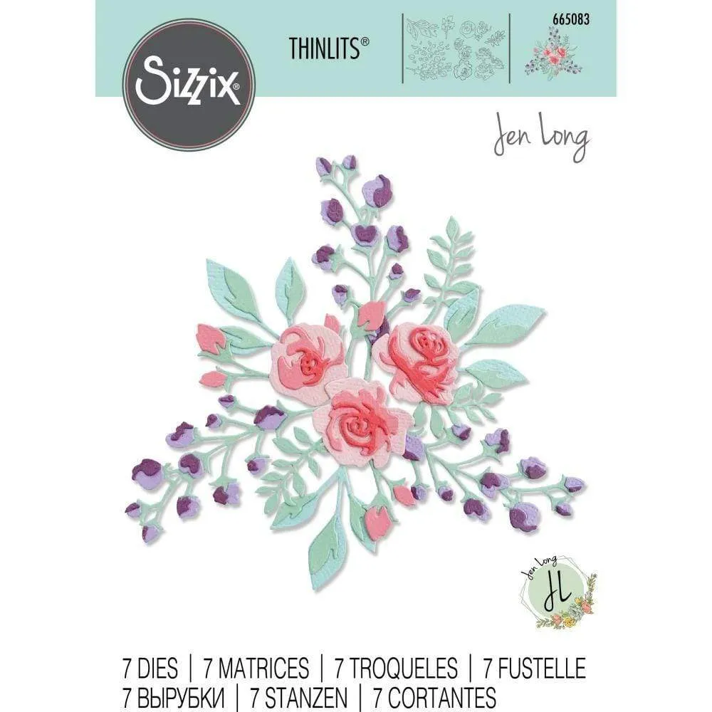 Sizzix Thinlits Jen Alargado 7 troqueles 665083 entramado de flores 2
