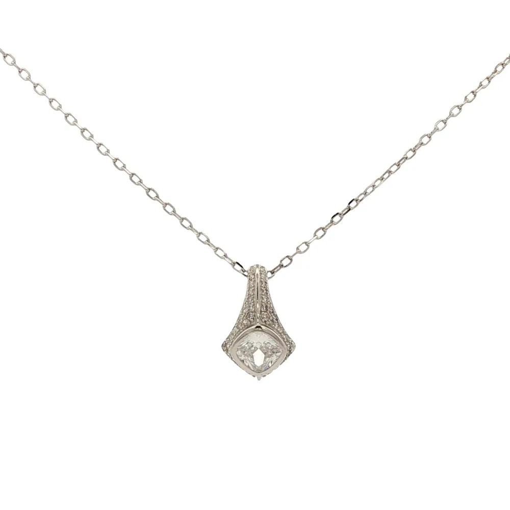 925SL CUSHION SPINEL NIEVE CZ NECKLACE