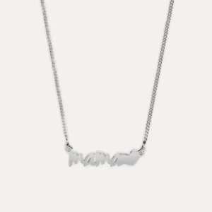 Collar Mamá Heart Plata para Uso en Exteriores