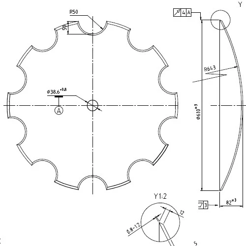 R Disco de rastra dentada 24 pulgadas x 5mm eje redondo 38.6mm r29 tipo Ransomes concavo para Trabajos en Seco