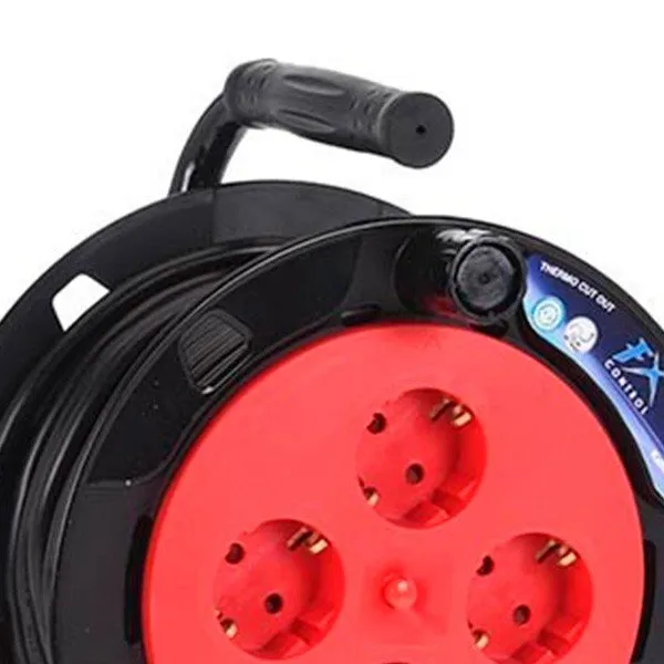 Carrete prolongador de cable 4 enchufes 10 m Pack de 5 Unidades