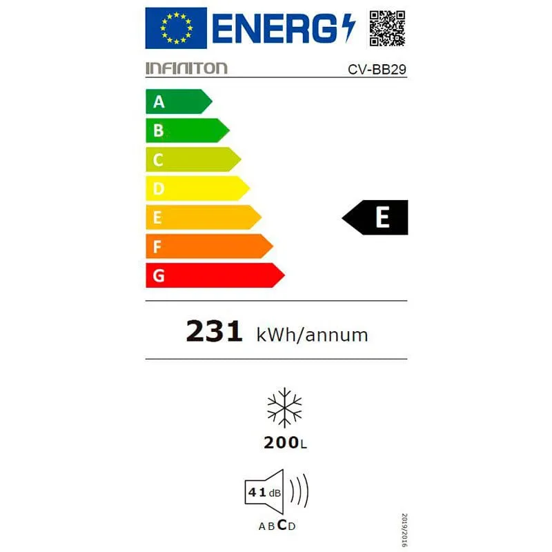 Congelador vertical Infiniton CV-BB29 210L No Frost 41dB E blanco 177x54x54 cm