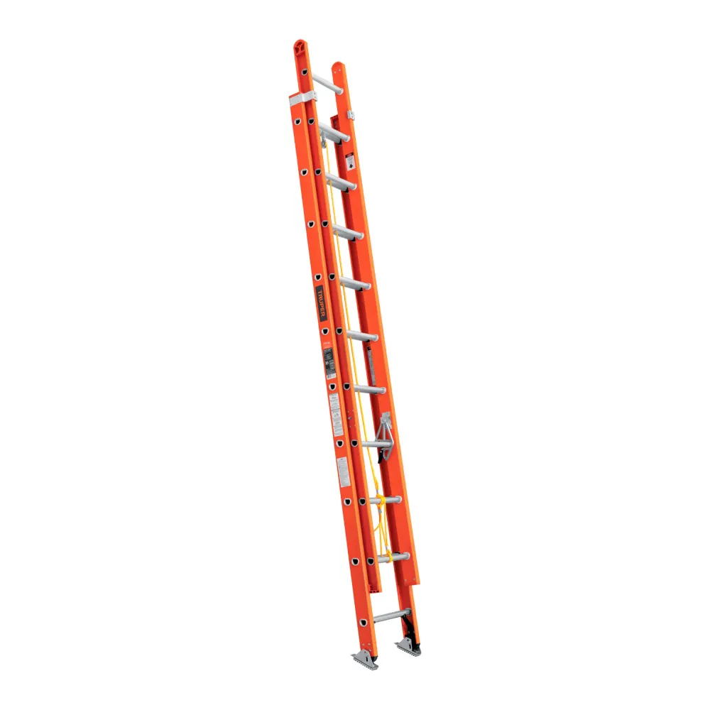 Escalera De Extensión, Tipo II, 20 Peldaños, Fibra De Vidrio, Truper 100228 con Estantes Portaherramientas