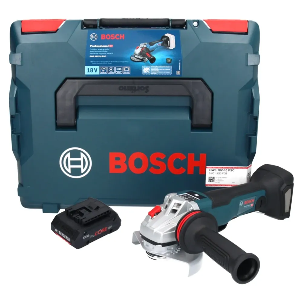 Amoladora angular baterí Bosch GWS 18V-10 PSC Professional 18 V 125 mm brushless + 1x baterí ProCORE 4.0 Ah + L-Boxx - sin...