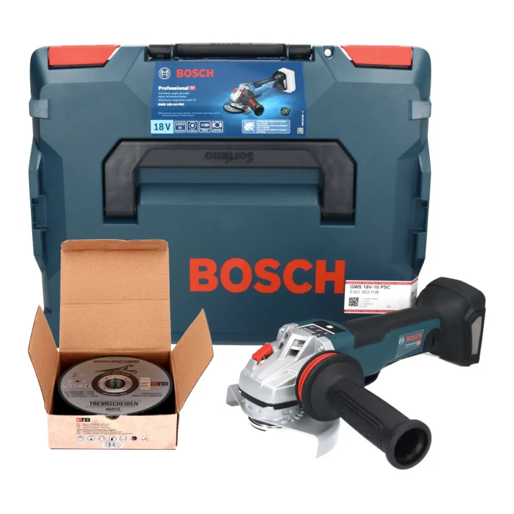 Amoladora angular baterí Bosch GWS 18V-10 PSC Professional 18 V 125 mm (06019G3F0B) brushless + L-Boxx + Toolbrothers Jueg...