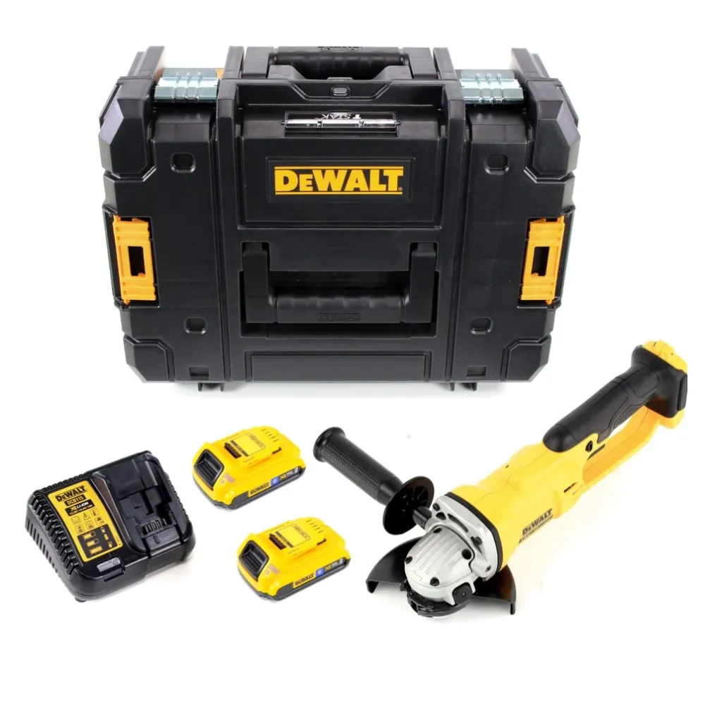 Amoladora angular baterí DeWalt DCG 412 D2 18V 125mm + 2x baterías 2.0Ah + cargador en caja TSTAK II