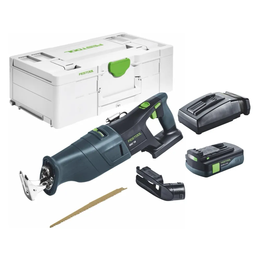 Festool RSC 18 EB-Basic Sierra de sable sin cable 18 V Brushless + 1x baterí 3.0 Ah + cargador + systainer