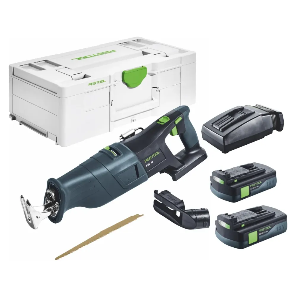 Festool RSC 18 EB-Basic Sierra de sable sin cable 18 V Brushless + 2x 3.0 Ah baterí + cargador + systainer