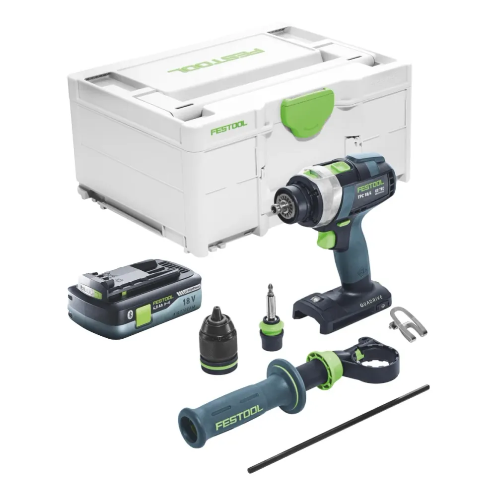 Festool TPC 18/4 I-Basic taladradora de percusión sin cable 18 V 75 Nm sin escobillas + 1x baterí recargable 4,0 Ah + syst...