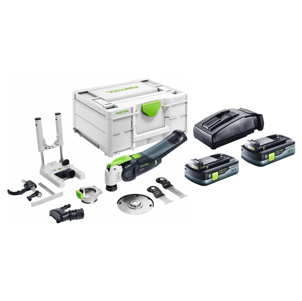 Festool VECTURO OSC 18 E-Basic Set herramienta oscilante sin cable 18 V Starlock Max Brushless + 2x baterí 4,0 Ah + cargad...