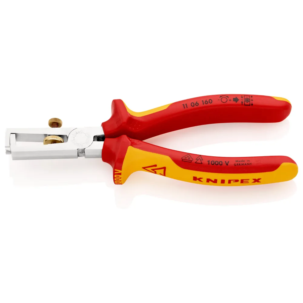 (1106160) PINZAS PELACABLE CROMADO 6.4 (160MM) MANGOS AISLADOS 1000V KNIPEX