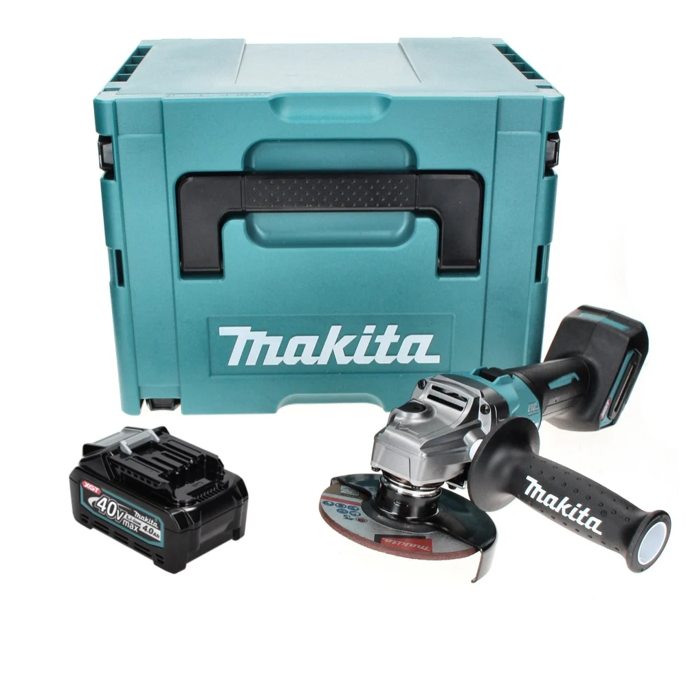 Amoladora angular baterí Makita GA 008 GM101 40 V máx. 125 mm sin escobillas XGT + 1x baterí 4,0 Ah + Makpac - sin cargador