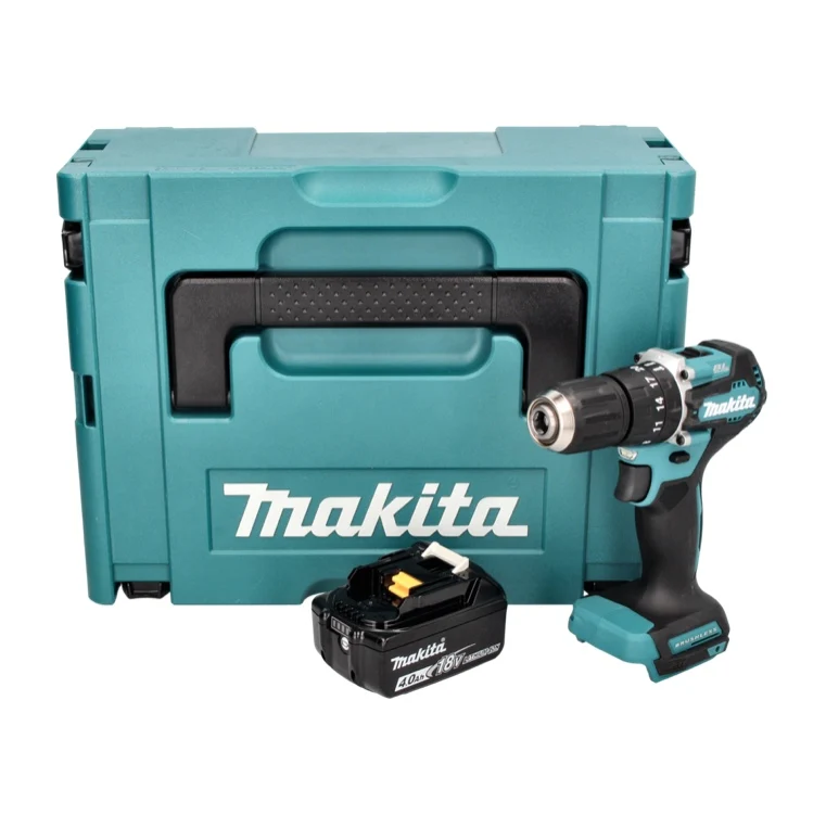 Taladro percutor sin cable Makita DHP 487 M1J 18 V 40 Nm sin escobillas + 1x baterí 4,0 Ah + Makpac - sin cargador
