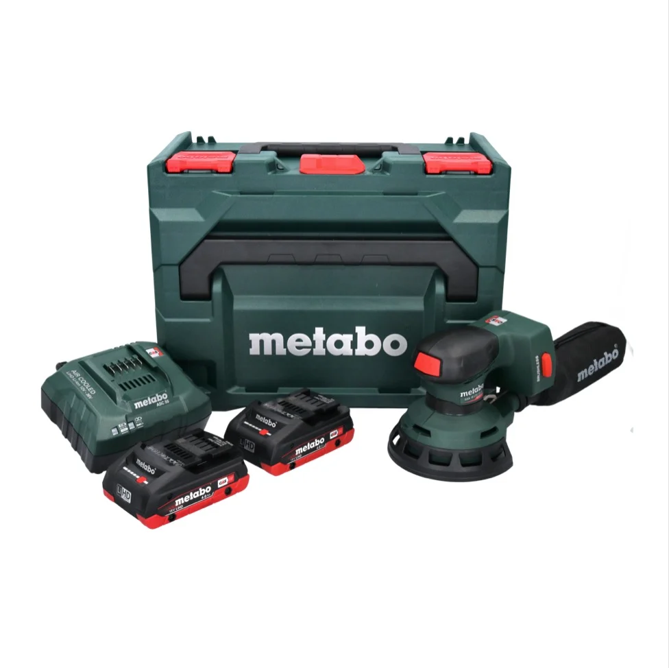 Lijadora rotorbital sin cable Metabo SXA 18 LTX 125 BL 18 V 125 mm sin escobillas + 2x baterí recargable 4,0 Ah + cargador...