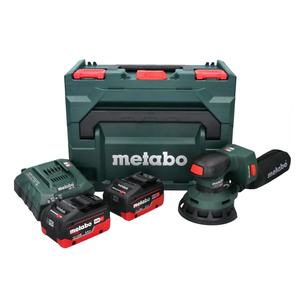 Lijadora rotorbital sin cable Metabo SXA 18 LTX 125 BL 18 V 125 mm sin escobillas + 2x baterí recargable 5,5 Ah + cargador...