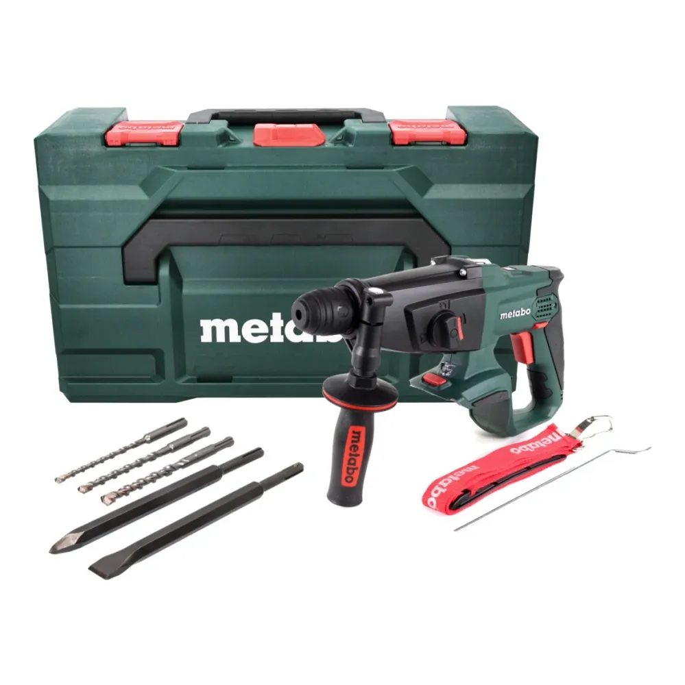 Martillo combinado baterí Metabo KHA 18 LTX 18 V 2,2 J SDS Plus + juego de taladro y cincel de 5 piezas + metaBOX - sin ba...