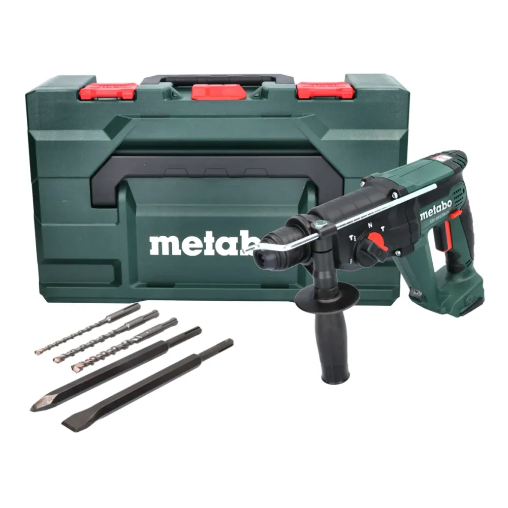 Martillo combinado baterí Metabo KH 18 LTX 24 18 V 2,1 J SDS plus + juego de brocas y cinceles de 5 piezas + metaBOX - sin...