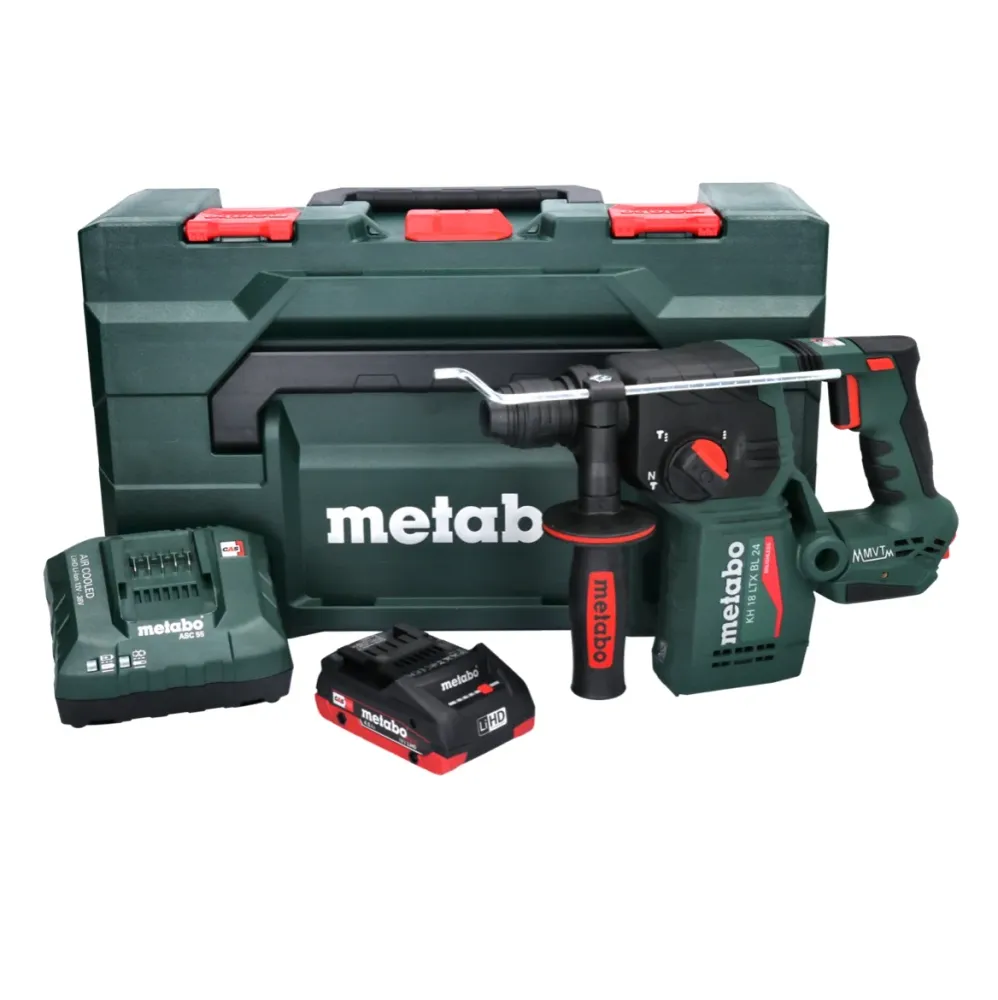 Martillo perforador baterí Metabo KH 18 LTX BL 24 18 V 2,2 J SDS Plus Brushless + 1x baterí recargable 4,0 Ah + cargador +...