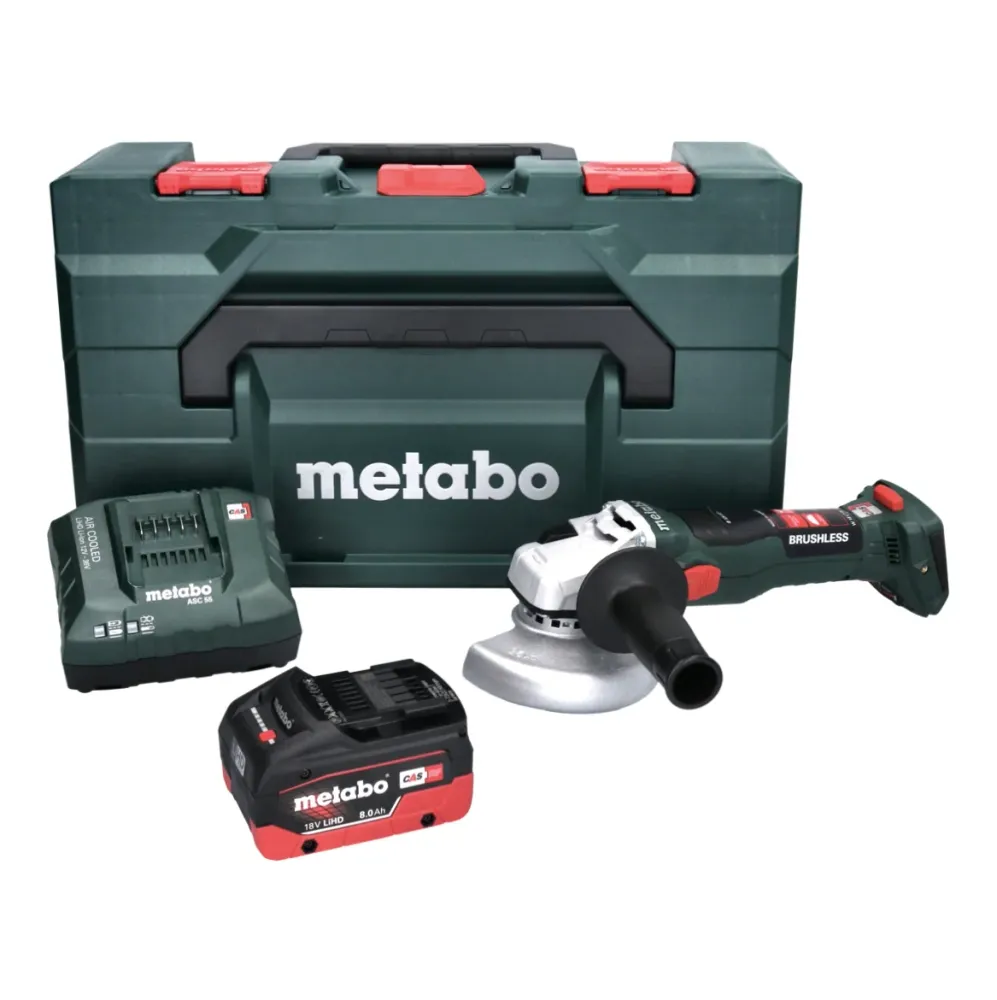 Metabo W 18 LT BL 11-125 amoladora angular sin cable 18 V 125 mm sin escobillas + 1x baterí 8,0 Ah + cargador + metaBOX