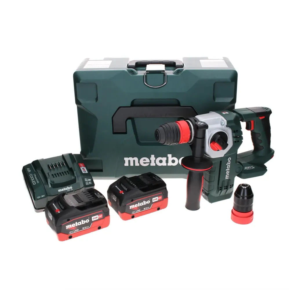 Metabo KHA 18 LTX BL 24 Quick martillo combinado con baterí 18 V 2,2 J SDS-plus sin escobillas + 2x baterí LiHD 8,0 Ah + c...