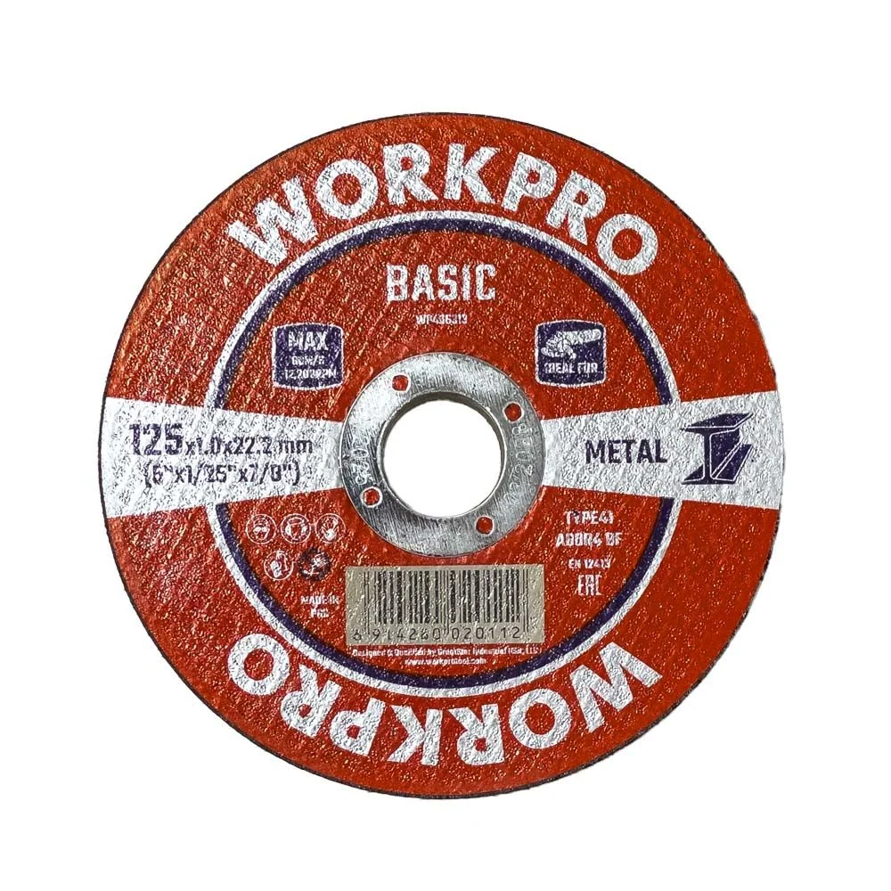 DISCO DE CORTE METAL E INOX T41, BASIC, Ø125 x 1,0 x 22,2 mm WORKPRO