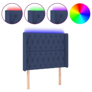 Cabecero con LED de tela gris evidente 103x16x118/128 cm