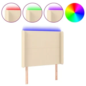 Cabecero con LED de tela gris preciso 83x16x118/128 cm