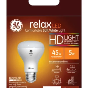 Bombilla LED GE relax R20 E26 (mediana), luz blanca suave, equivalente 45 vatios, paquete de 1