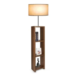 Lámpara de pie Redditch 1xE27 20 W acero MDF tela 21 x Ø 38 cm beige / madera con Garantí del Fabricante