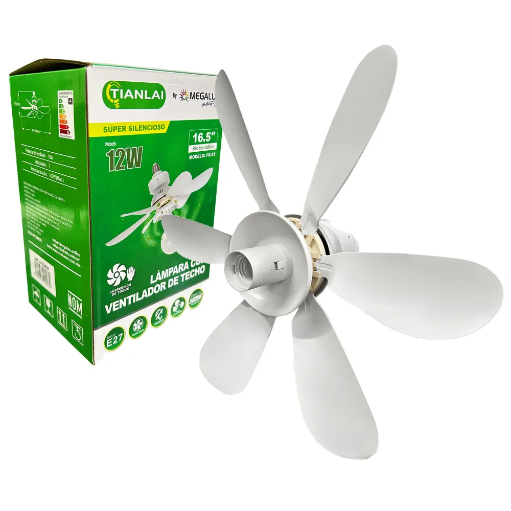 Lámpara de Techo Moderna Lámpara con ventilador de techo, 16.5" de diámetro, Motor 10w DC 12V, Consumo 12w TIANLAI LV12W20