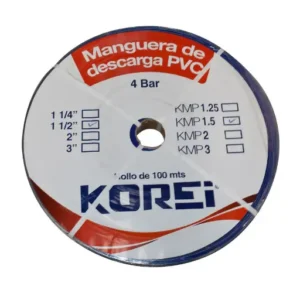 Korei kmp1.5 Manguera plana de descarga 1.5 X 100 mts 4 bar