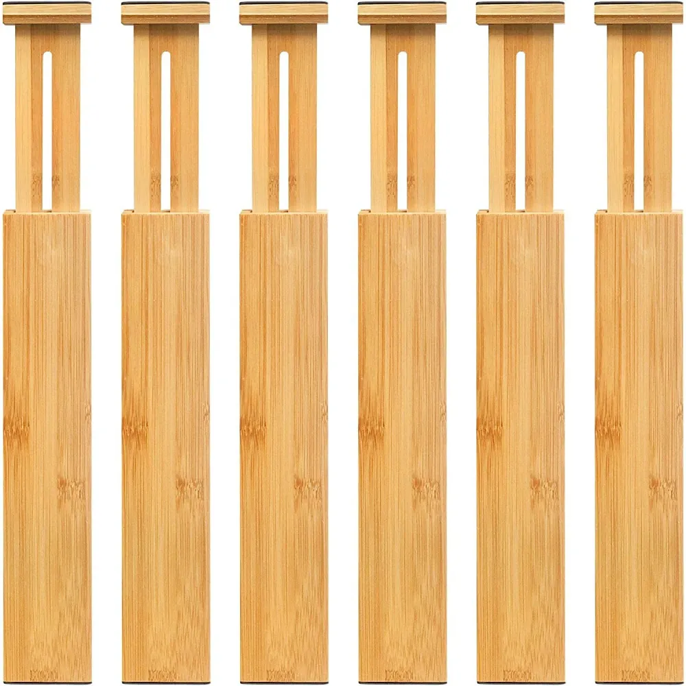 6 separadores de cajones de bambú Zincado y Cromatizado