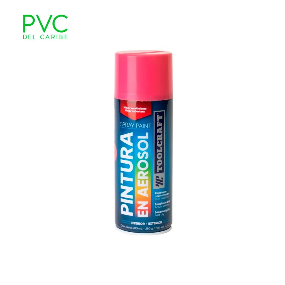 PINTURA AEROSOL ROSA RESPLANDECIENTE TOOLCRAFT con Tecnologí Antimoho