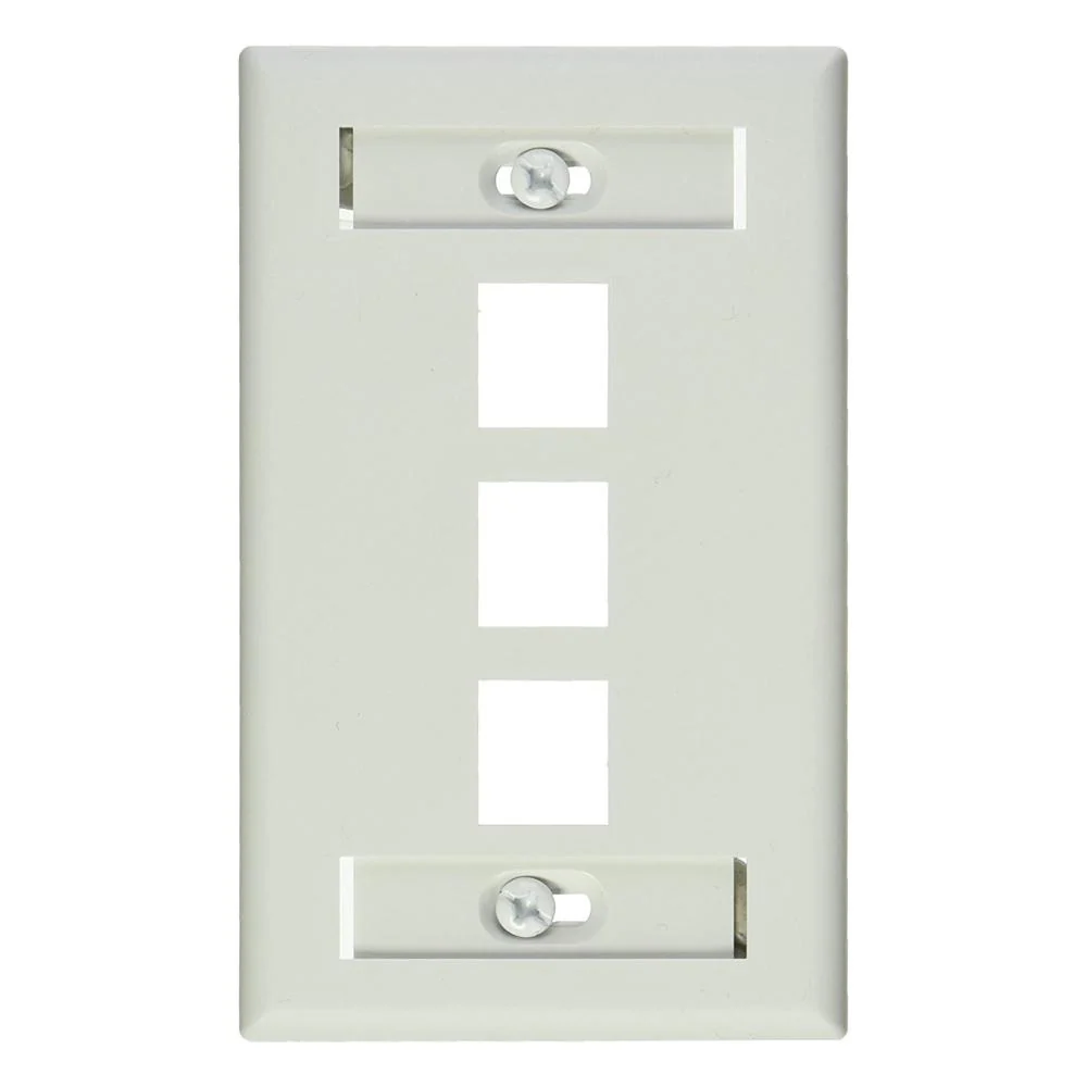 Placa de Madera Placa Quickport 3 ventanas, color blanco - Leviton