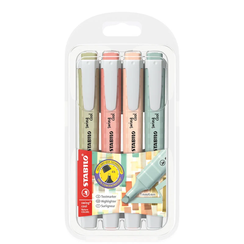 Etiquetas de Dirección Autocopiantes Set Pack Stabilo Swing Ligero NatureColors 4 Colores - Stabilo