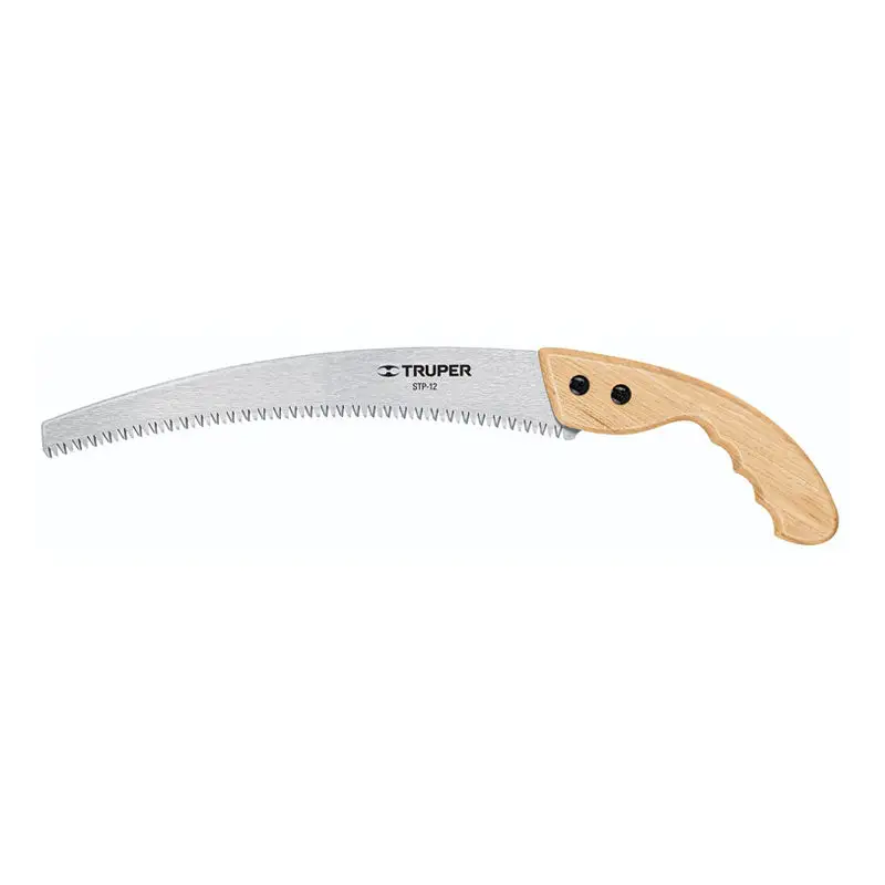 Serrucho de poda 12" hoja curva 6 dpp, mango madera, truper Acero al Cromo Vanadio
