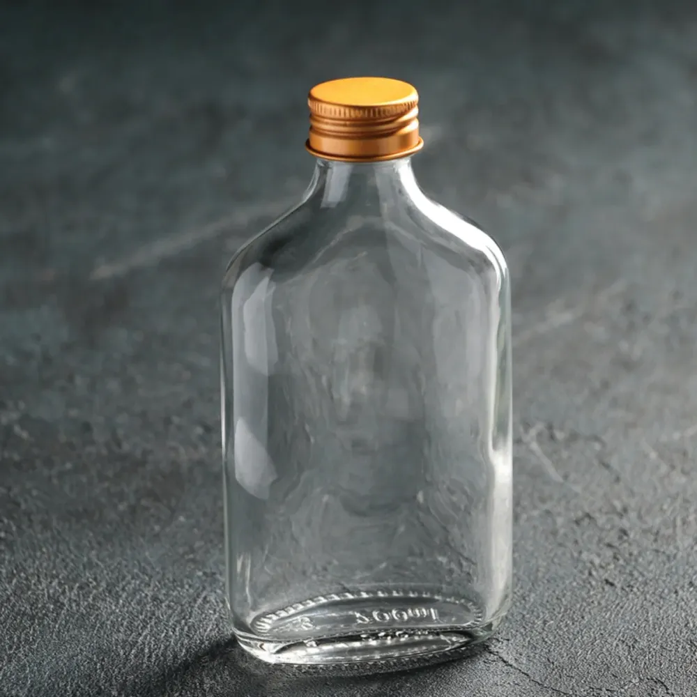 Pack de 24 Botellas de Vidrio 200ml con Tapa Metálica Dorada Plateada – Óptimo para Whisky, Ron y Bebidas Artesanales Tipo...