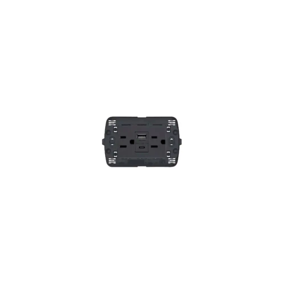 Toma de corriente duplex 2p+t con 2 usb +c color antracita 3 mod (Certificado AENOR)
